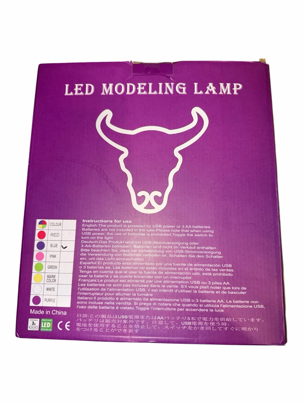 Blue LED Neon Bull Head Sign Wall Decor Modeling Lamp NIB